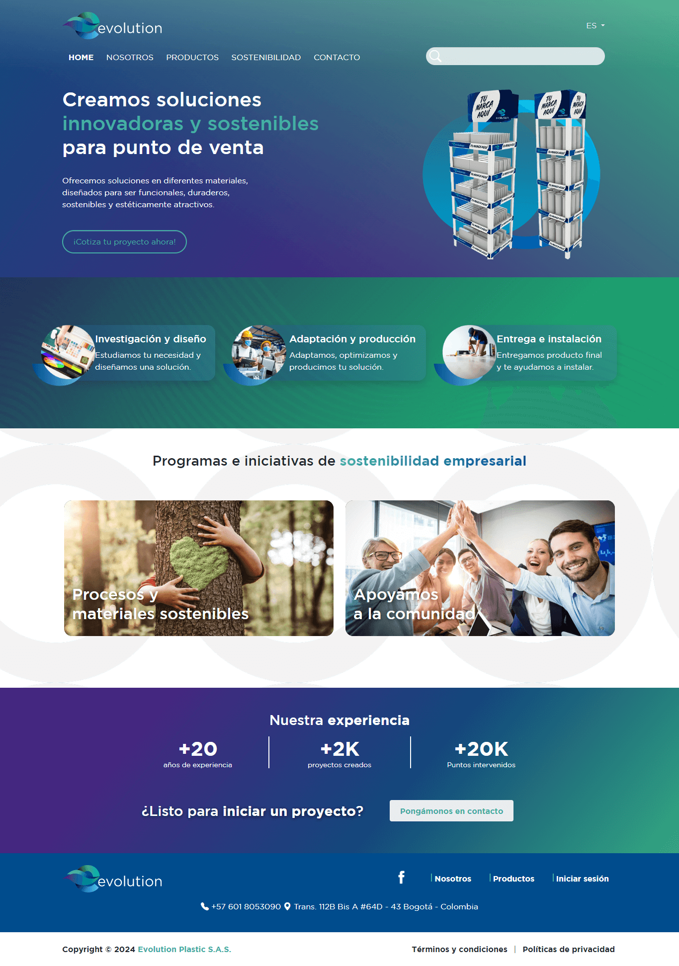 Pantallazo sitio web Evolution Plastic