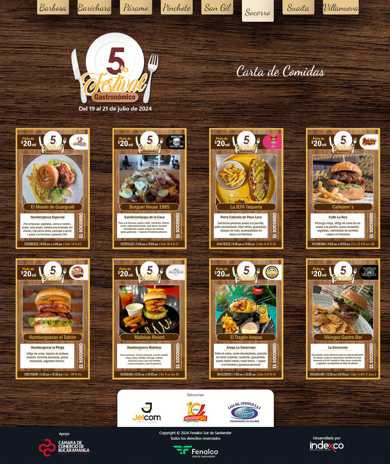 Pantallazo sitio web Festival Gastronómico de Fenalco